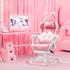 Vigosit Cute Gaming Stuhl mit Katzenpfote Lendenkissen und Katzenohren, Ergonomischer Gamer Stuhl mit Fußstütze, Verstellbarer PC-Spielesessel für Mädchen, Teenager, Kinder
