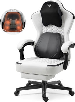 Vigosit Gaming Stuhl mit beheizter Massage Lendenwirbelst&uuml;tze, Ergonomischer Gaming Computer Stuhl mit Taschenfederkissen und Fu&szlig;st&uuml;tze, Recliner High Back PC Stuhl f&uuml;r Erwachsene wei&szlig;