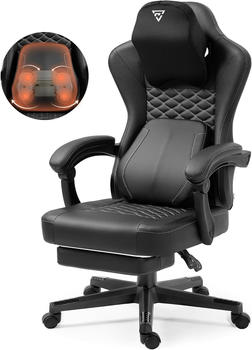 Vigosit Gaming Stuhl mit beheizter Massage Lendenwirbelst&uuml;tze, Ergonomischer Gaming Computer Stuhl mit Taschenfederkissen und Fu&szlig;st&uuml;tze, Recliner High Back PC Stuhl f&uuml;r Erwachsene schwarz