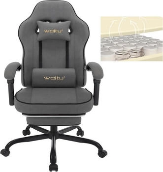 Woltu Gaming Stuhl mit Taschenfederkissen, ergonomischer Drehstuhl, Tech-Stoff grau