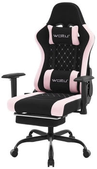 Woltu Massage Gaming Stuhl ergonomisch Computerstuhl mit Lendenkissen Netzstoff schwarz/rosa