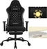 Woltu Massage Gaming Stuhl ergonomisch Computerstuhl mit Lendenkissen Tech-Stoff schwarz-grau