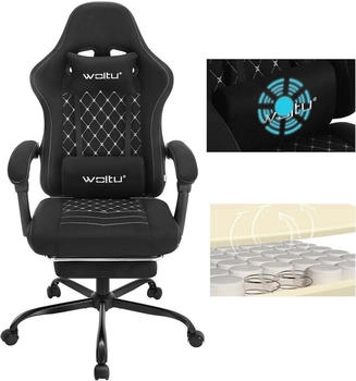 Woltu Gaming Stuhl mit Massagefunktion Taschenfederkissen ergonomisch Tech-Stoff schwarz