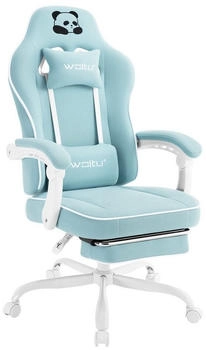 Woltu Gaming Stuhl mit Taschenfederkissen, ergonomischer Drehstuhl, Netzstoff hellblau