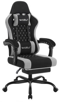 Woltu Gaming Stuhl mit Massagefunktion Taschenfederkissen ergonomisch Netzstoff schwarz/grau