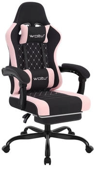 Woltu Gaming Stuhl mit Massagefunktion Taschenfederkissen ergonomisch Netzstoff schwarz/rosa