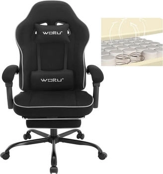 Woltu Gaming Stuhl mit Taschenfederkissen, ergonomischer Drehstuhl, Netzstoff schwarz (W0ATT0613)