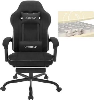 Woltu Gaming Stuhl mit Taschenfederkissen, ergonomischer Drehstuhl, Tech-Stoff schwarz