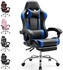 Sweetcrispy Gaming Stuhl mit Fußstütze schwarz/blau