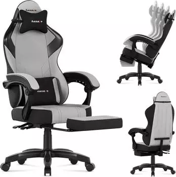 huzaro Fotel gamingowy Force 3.7 Grey, Gaming Stuhl, Grau, Blau, Weiss