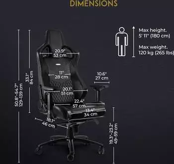 Noblechairs Epic schwarz (Echtleder) – Individuelle Anpassung für maximalen Sitzkomfort
