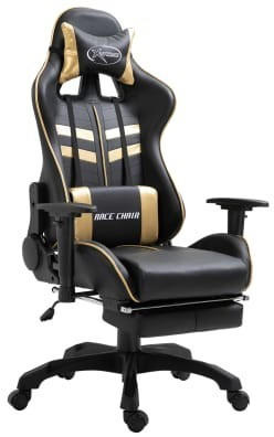 vidaXL Gaming-Stuhl mit Fußstütze gold Kunstleder (20202)
