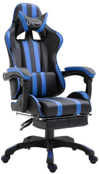 vidaXL Gaming Chair PU with Footrest Blue (20216)
