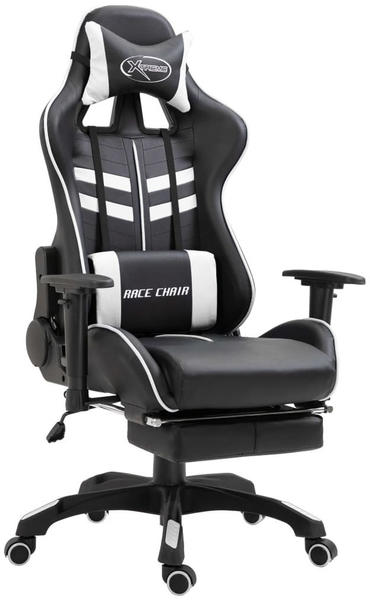 vidaXL Gaming-Stuhl mit Fußstütze weiß Kunstleder (20205)