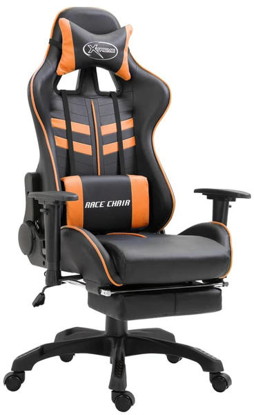 vidaXL Gaming-Stuhl mit Fußstütze orange Kunstleder (20206)