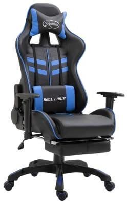 vidaXL Gaming-Stuhl mit Fußstütze blau Kunstleder (20200)