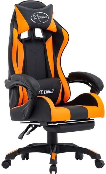 vidaXL Gaming-Stuhl Kunstleder mit Fußstütze (287986-287995) schwarz/orange (287992)