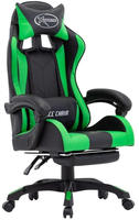 vidaXL Gaming-Stuhl mit Fu&szlig;st&uuml;tze Gr&uuml;n und Schwarz Kunstleder
