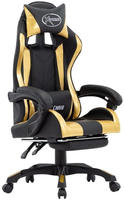 vidaXL Gaming-Stuhl mit Fu&szlig;st&uuml;tze Golden und Schwarz Kunstleder