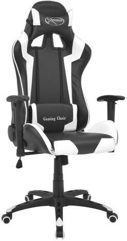 vidaXL Gaming Chair in Leatherette Reclining White