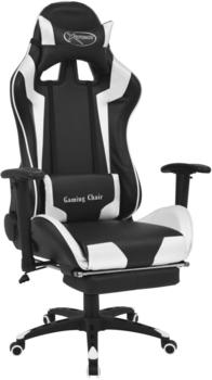 vidaXL Gaming Chair in Leatherette Reclining with Footrest White