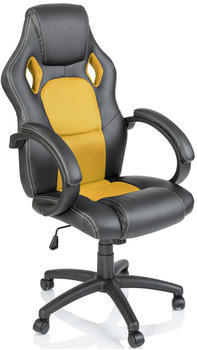 Tresko Racing Chefsessel Bürostuhl Drehstuhl Schalensitz Bürosessel Schreibtischstuhl 606 (RS-012) schwarz/gelb