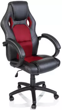 Tresko Racing Chefsessel B&uuml;rostuhl Drehstuhl Schalensitz B&uuml;rosessel Schreibtischstuhl 606 (RS-008) schwarz/rot