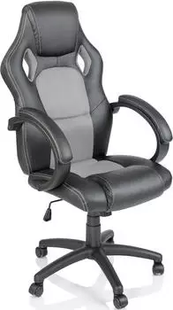 Tresko Racing Chefsessel B&uuml;rostuhl Drehstuhl Schalensitz B&uuml;rosessel Schreibtischstuhl 606 (RS-042) schwarz/silber