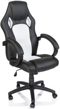 Tresko Racing Chefsessel Bürostuhl Drehstuhl Schalensitz Bürosessel Schreibtischstuhl 606 (RS-011) schwarz/weiß