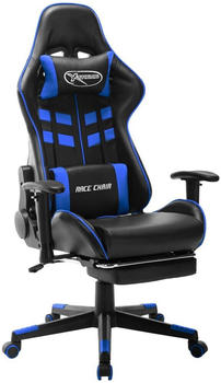 vidaXL Gaming-Stuhl Kunstleder/Metall Blau mit Fußstütze