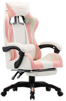vidaXL Gaming-Stuhl mit Fu&szlig;st&uuml;tze Rosa und Wei&szlig; Kunstleder