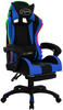 vidaXL Gaming-Stuhl mit RGB LED-Leuchten Blau und Schwarz Kunstleder