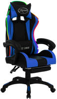 vidaXL Gaming-Stuhl mit RGB LED-Leuchten Blau und Schwarz Kunstleder