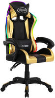 Vidaxl - Gaming-stuhl Mit Rgb Led-leuchten Gold Und Schwarz Kunstleder