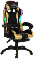 vidaXL Gaming-Stuhl mit RGB LED-Leuchten Gold und Schwarz Kunstleder