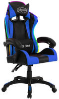 vidaXL Gaming-Stuhl mit RGB LED-Leuchten Blau und Schwarz Kunstleder