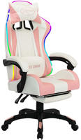 vidaXL Gaming-Stuhl mit RGB LED-Leuchten Rosa und Wei&szlig; Kunstleder