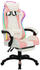 vidaXL Gaming-Stuhl mit RGB LED-Leuchten rosa/weiß Kunstleder mit Fußstütze