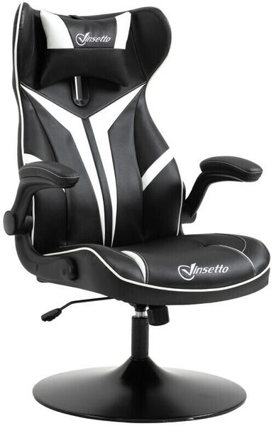 Vinsetto Gaming Stuhl mit Rallystreifen 67 cm x 75 cm x 112 cm (921-358) schwarz/weiß