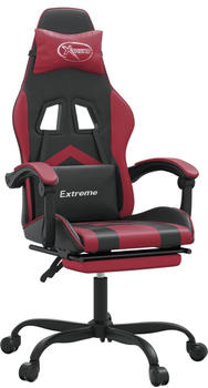 vidaXL Gaming-Stuhl mit Fußstütze Kunstleder (3143902-3143913) schwarz/weinrot (3143909)