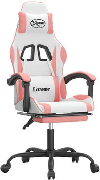 vidaXL Gaming-Stuhl mit Fußstütze und Massagefunktion Kunstleder (349579-349590) weiß/rosa (349588)