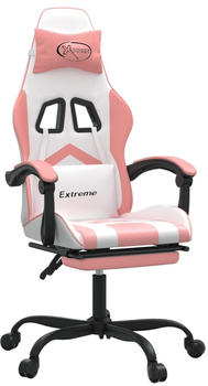vidaXL Gaming-Stuhl mit Fußstütze Kunstleder (3143902-3143913) weiß/rosa (3143911)