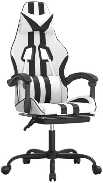 vidaXL Gaming-Stuhl mit Fußstütze und Massagefunktion Kunstleder (349531-349542) weiß/schwarz (349541)