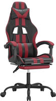 vidaXL Gaming-Stuhl mit Fu&szlig;st&uuml;tze Drehbar Schwarz & Weinrot Kunstleder