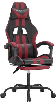 vidaXL Gaming-Stuhl mit Fußstütze und Massagefunktion Kunstleder (349531-349542) schwarz/weinrot (349538)