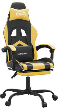 vidaXL Gaming-Stuhl mit Fußstütze Kunstleder (3143902-3143913) schwarz/gold (3143904)