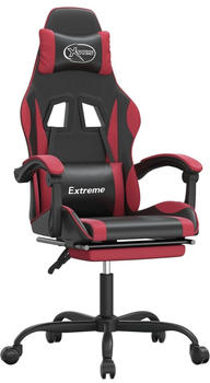 vidaXL Gaming-Stuhl mit Fußstütze und Massagefunktion Kunstleder (349579-349590) schwarz/weinrot (349586)