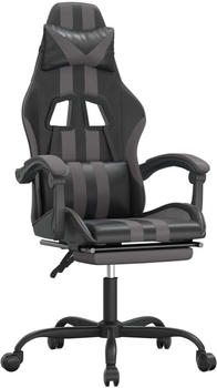 vidaXL Gaming-Stuhl mit Fußstütze und Massagefunktion Kunstleder (349531-349542) schwarz/grau (349535)