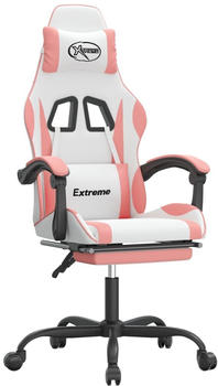 vidaXL Gaming-Stuhl mit Fu&szlig;st&uuml;tze Kunstleder (3143878-3143889) wei&szlig;/rosa (3143887)