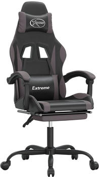 vidaXL Gaming-Stuhl mit Fußstütze und Massagefunktion Kunstleder (349579-349590) schwarz/grau (349583)